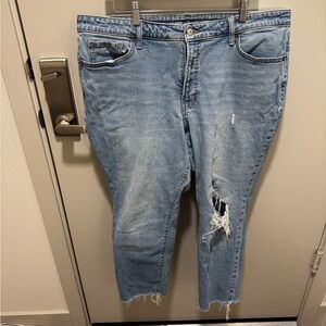 Old Navy Light Blue Distressed Women's Ankle Jeans